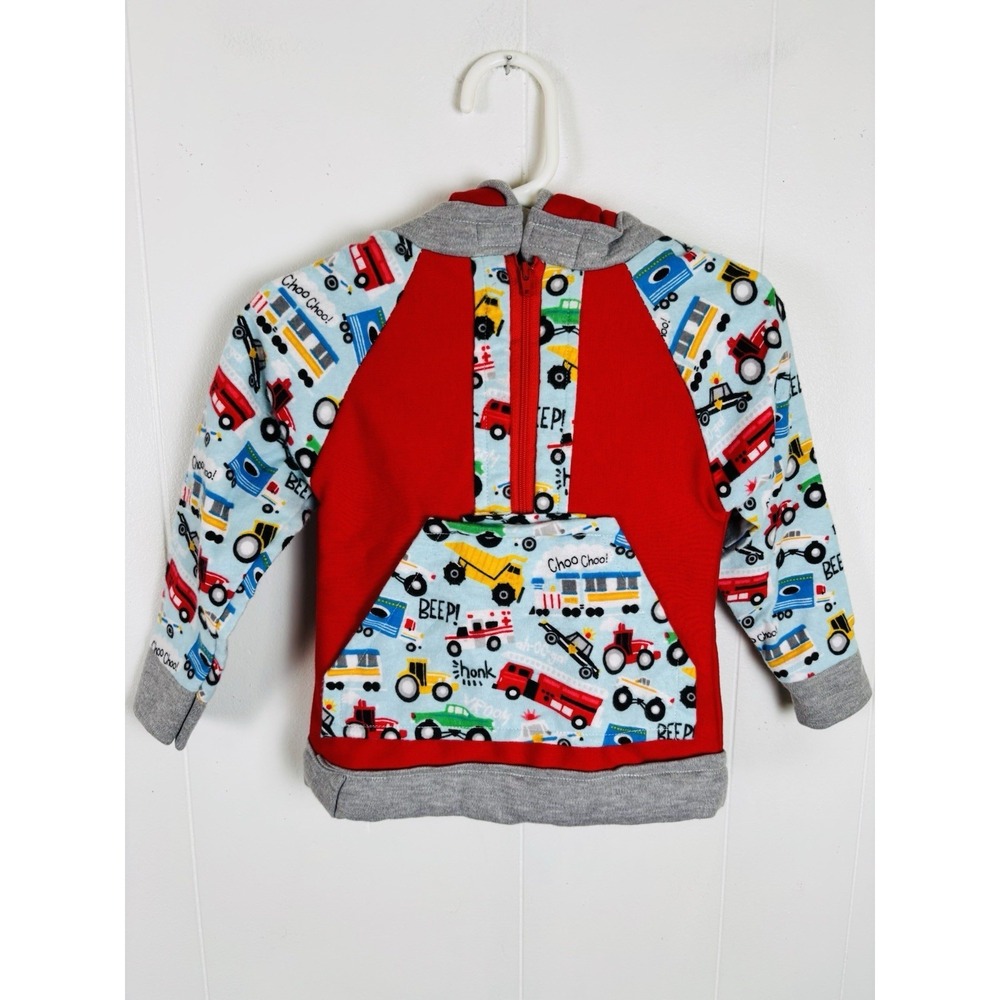 Handmade Flannel Hoodie Sweatshirt Colorful Trucks & Cars Baby Boy 18 -‎ 24mo.